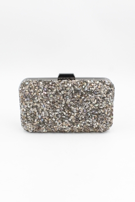 032 1700 Platin Taşlı Abiye Çanta Gece Çantası Clutch
