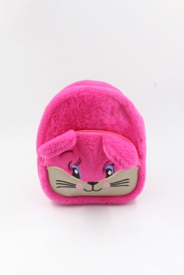 039 1150 Fuşya Pembe Peluş Kedicikli Çocuk Sırt Çantası
