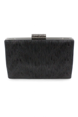 064 278 Siyah Dalgalı Abiye Çanta Gece Çantası Clutch