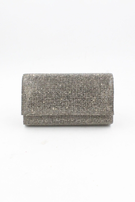064 450 Platin Full Kristal Taşlı Abiye Çanta Gece Çantası Clutch