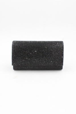 064 450 Siyah Full Kristal Taşlı Abiye Çanta Gece Çantası Clutch