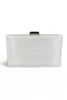 068 17001 Gümüş Çizgili Abiye Çanta Gece Çantası