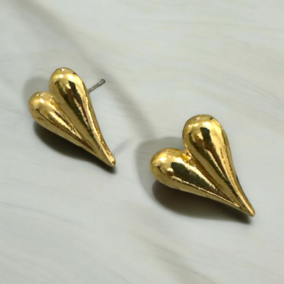 107 15 Gold Altın Kalpli Küpe