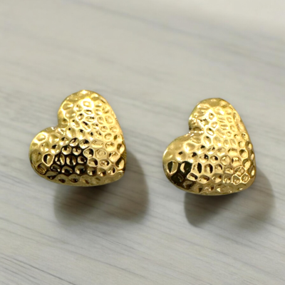 107 152 Gold Altın Kalpli Küpe