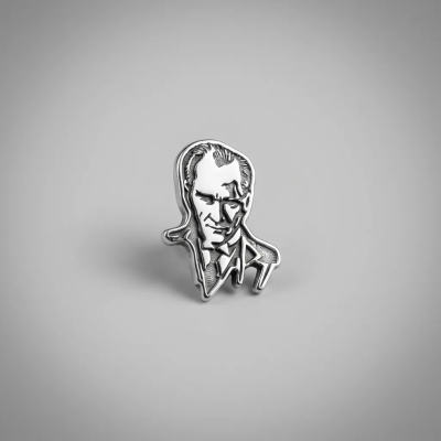Atatürk Silüetli Gümüş Yaka Rozeti - Okul, Anıtkabir Ve Özel Gün Rozeti