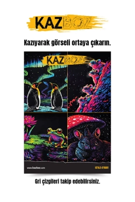 Kazboz Scratch Art - Kazıma Sanatı Hobi Seti 1