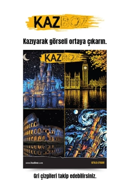 Kazboz Scratch Art - Kazıma Sanatı Hobi Seti 3